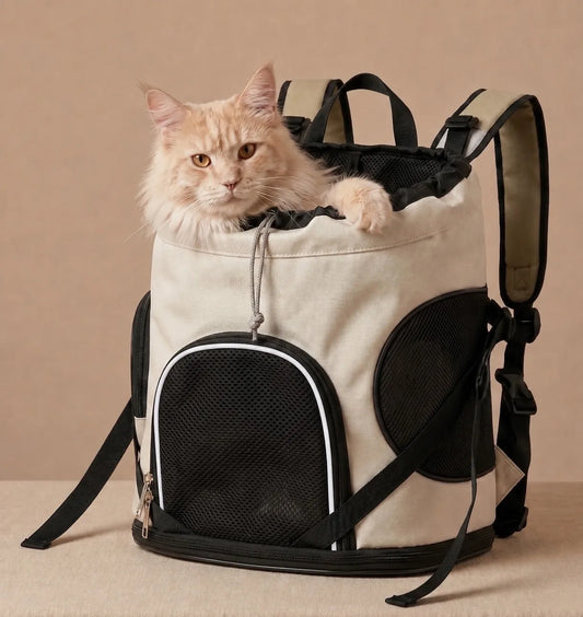 Porte-Chat Ventral & Dorsal - Canvas Imperméable, Ouverture Zénithale