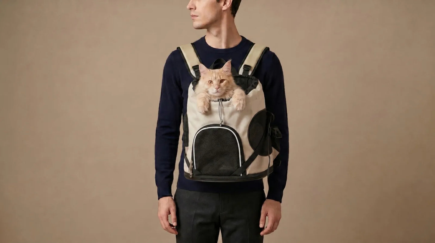 Porte-Chat Ventral & Dorsal - Canvas Imperméable, Ouverture Zénithale