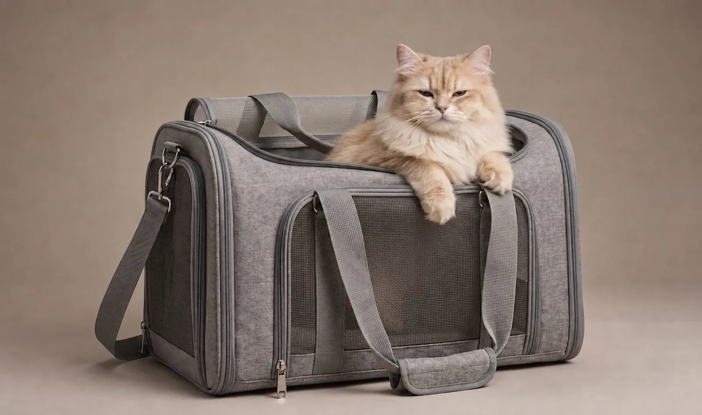 Sac de Transport Chat Cabine Avion — Bandoulière Souple Format M (40 × 25 × 25 cm)